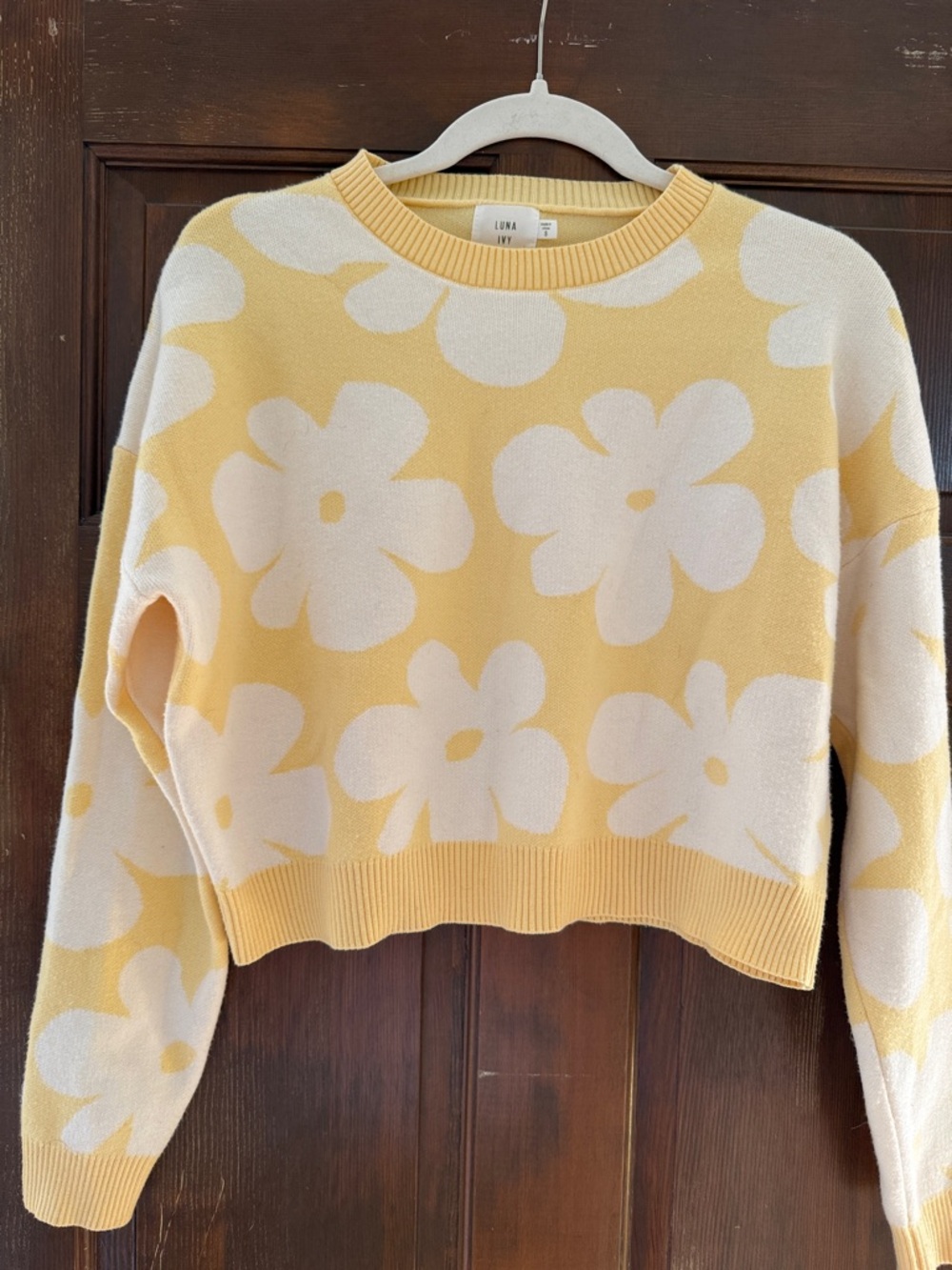Luna & Sky Yellow Floral Crewneck Sweater